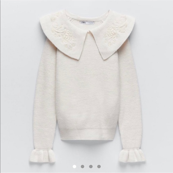 Zara Sweaters - Vintage style Embroidered collar knit sweater.